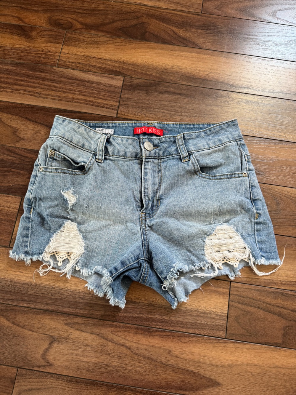 Hot Kiss Distressed Light Blue Denim Cutoff Shorts